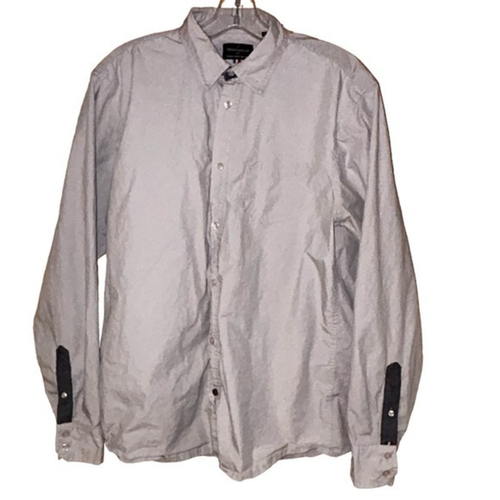 Trouvaille Paris Men’s Shirt Casual Button Down Cotton Beige Size Large